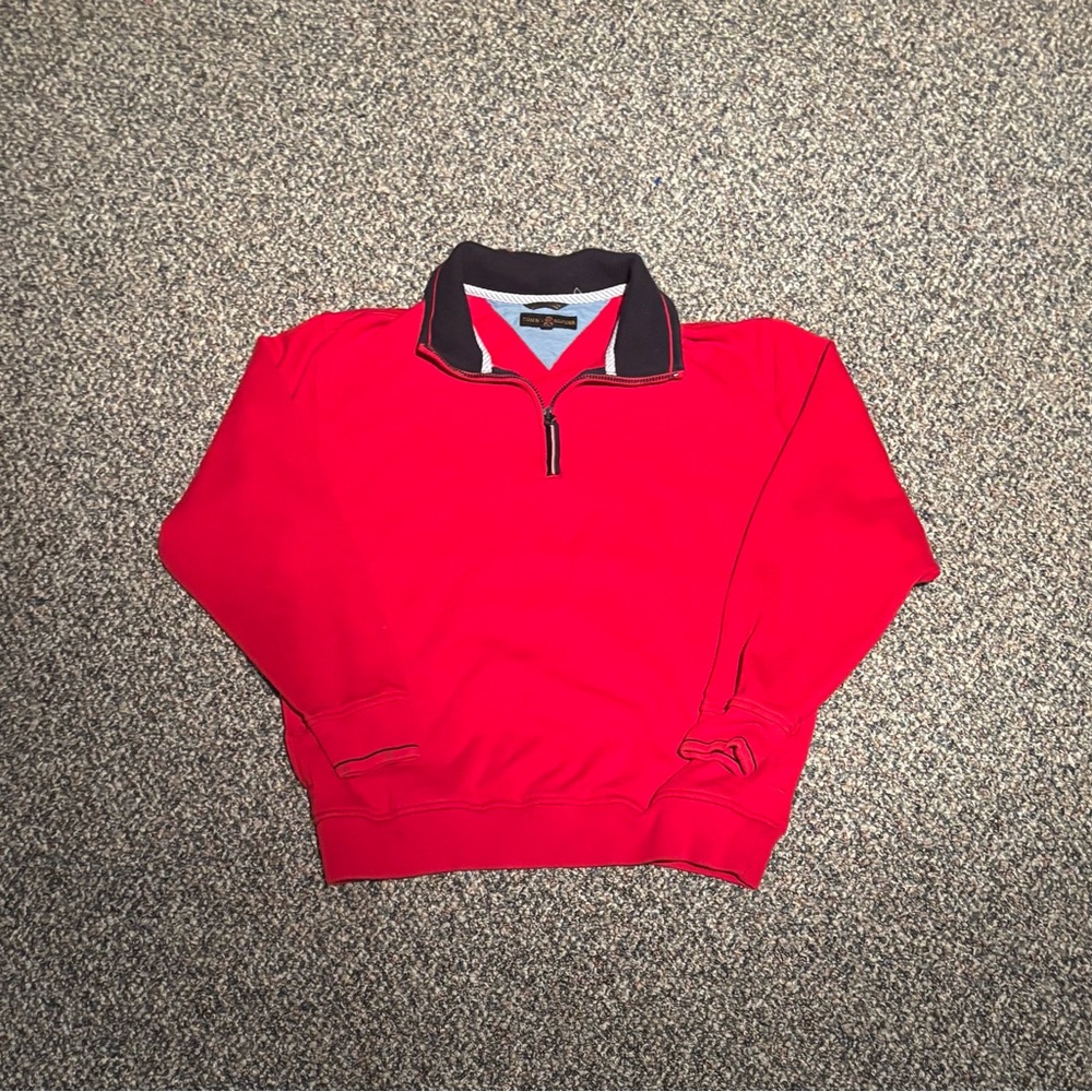 Vintage Tommy Hilfiger Red Sweater with Black Collar